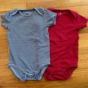 Primary Blue and White Bodysuits Nautical One Pieces Baby Bodysuits 9m